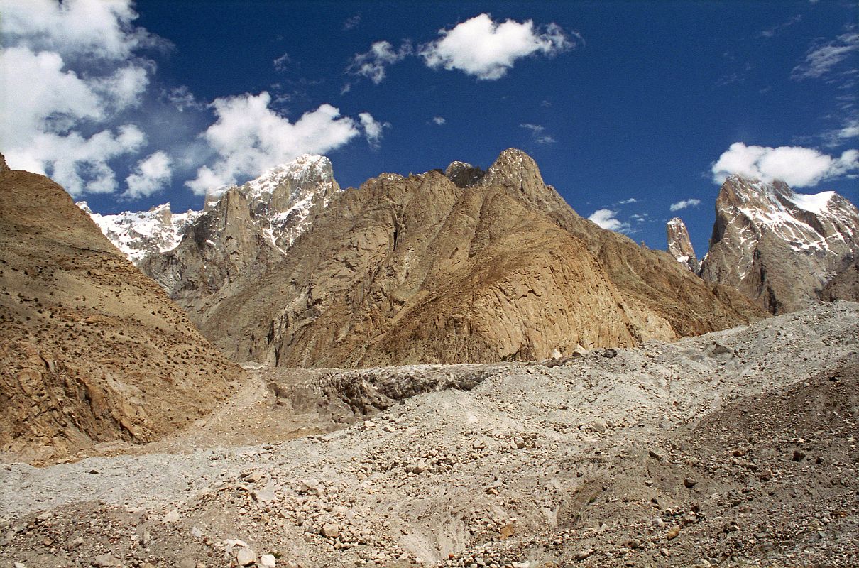 08 Uli Biaho, Trango Nameless Tower, Great Trango Tower From Baltoro Glacier Between Paiju And Khoburtse